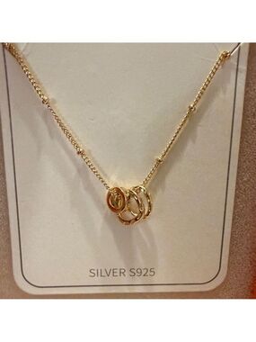 Elegant S925  Gold Triple Ring Women’s Necklace